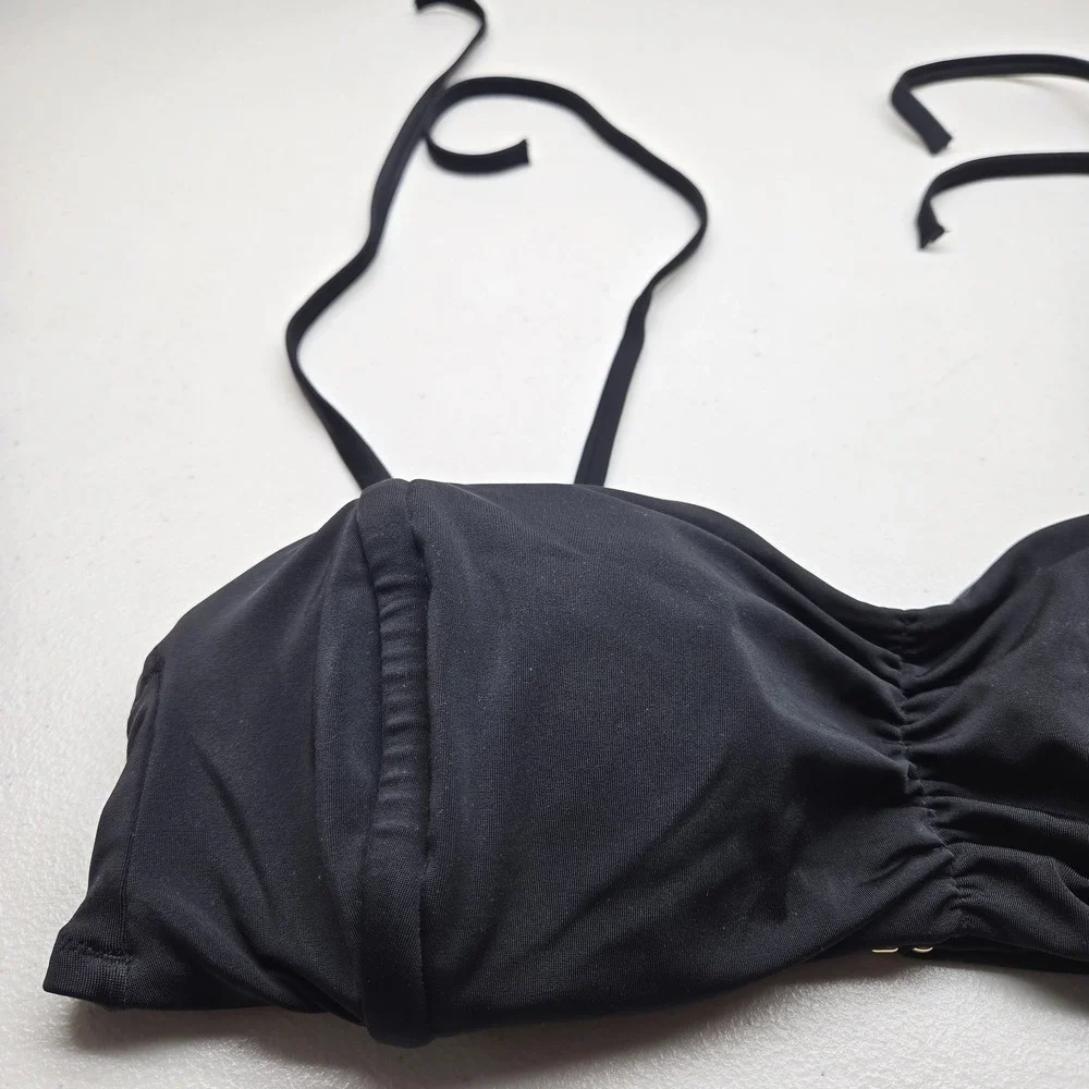Victoria's‎ Secret Women Swimwear XL Black Bandeau Wireless Spaghetti Tie Straps